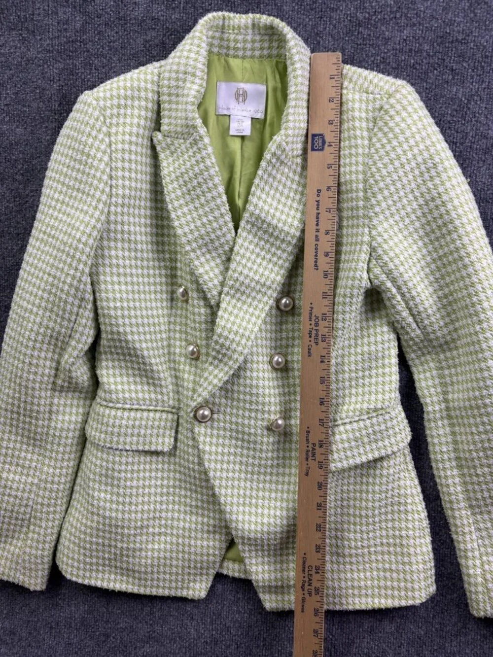 House Of Harlow 1960 Blazer Womens Small‎ Green Tweed Double Breasted Check